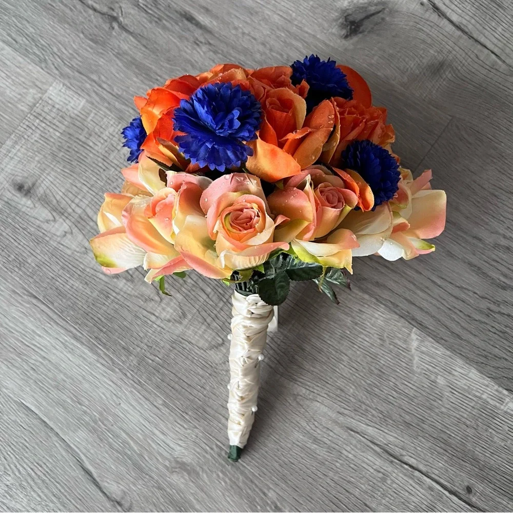 Vibrant Orange and Blue Floral Bouquet